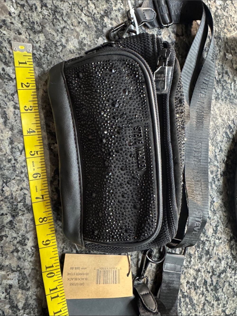 Steve Madden Black Crystal-Embellished Crossbody belt sling bag NWT - Picture 13 of 16